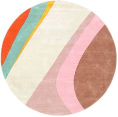 a round rug with multicolored stripes on the top and bottom in various colors