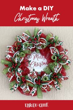 DIY Christmas Wreath Christmas Wreaths With Mesh Ribbon, Diy Deco Mesh Wreath Tutorial Christmas, How To Make A Christmas Wreath Tutorials, Unique In The Creek Wreath Tutorials, How To Make Wreaths For Front Door, Diy Christmas Wreaths Ideas How To Make, How To Make A Wreath Step By Step, How To Make A Christmas Wreath, Xmas Wreaths Ideas