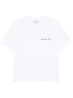 white organic cotton lightweight jersey embroidered motif crew neck short sleeves straight hem Organic Materials, Balenciaga Triple S, Dress Watch, Custom Watch, Short Suit, Embroidered Tshirt, T Shirt Vest, Sweaters Knitwear, Limited Editions