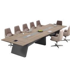 a large conference table with chairs around it