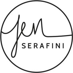 the logo for gem serafini is shown in black on a white background