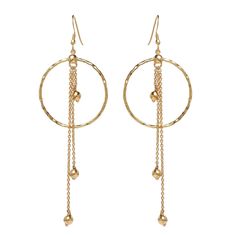 Elevate your style with these captivating gold-toned dangle earrings. Crafted with precision, they feature intricately linked circular hoops adorned with delicate chains and beaded accents that cascade gracefully. The earrings' lightweight construction and hook fastenings ensure a comfortable, secure fit throughout the day. These versatile earrings effortlessly complement any ensemble, making them a must-have accessory for fashion-forward individuals seeking to add a touch of elegance to their look. Measuring approximately 4 inches in length, they strike the perfect balance between understated sophistication and eye-catching allure. Elegant Design: These dangle earrings feature a circular hoop design with delicate gold-tone chains and beads for an eye-catching, stylish look. Versatile Styl Gold Threader Earrings, Threader Earrings Gold, Hammered Hoop Earrings, Hoop Design, Christmas Gift For Her, Women Christmas, Earrings Women, Threader Earrings, Christmas Gifts For Women