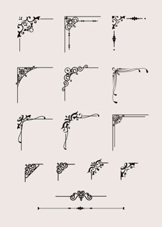 a set of different types of decorative brackets and supports in the style of art nouveau