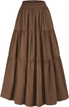 Amazon.com: Women's Medieval Renaissance Skirts Ankle Length Maxi Skirt with Pockets Black M : Clothing, Shoes & Jewelry Maxi Skirt With Pockets, Brown Maxi Skirts, Estilo Hijab, Maxi Skirt Outfits, Long Skirts For Women, Brown Skirts, Modest Clothing, Long Maxi Skirts