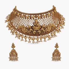 Sampada Antique Choker Set Antique Choker, Happy Anniversary Cakes, Goddess Laxmi, Temple Jewelry, The Ivy, Choker Set, Temple Jewellery, The Goddess, Cz Stone