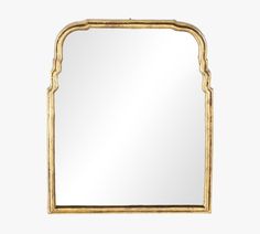 an ornate gold framed mirror on a white background, with the reflection in it's center