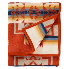 Pendleton Chief Joseph Chili Wool Blanket Twin Folded Dark Leather Couches, Native American Language, Chief Joseph, Pendleton Blanket, Pendleton Woolen Mills, Twin Blanket, Embroidery Monogram, Blanket Patterns, Beautiful Blankets