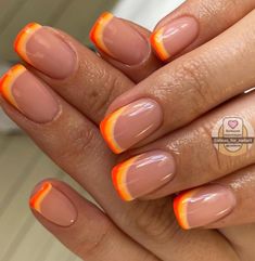 Nails Orange, Orange Nail Designs, Cute Gel Nails, Tip Nails, Orange Nails, Minimalist Nails, Fire Nails, Funky Nails