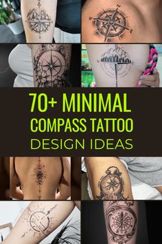 many different tattoos with compasss on them and the words 70 minimal compass tattoo designs