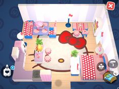 an aerial view of a living room in the game hello kitty