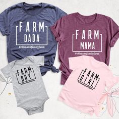 Farm Family Matching Shirt, Custom Farmer Tshirt, Farmer Family Gift Outfits, Farm Boy Farm Girl Farm Mama Farm Dada Shirts, Farm Life Shirt Hello, Thanks for your support. Your gladness comes first and all work is done with Love in here. Always keep your support, please:) Farm Family Matching Shirts are branded Bella+Canvas.  Farm Family Matching Shirt Contents: - Solid colors: %100 Cotton.  - Heather colors: %52 Cotton + %48 Polyester* This ultra-soft graphic tee is made from a comfortable cot Farmer Family, Button Family, Done With Love, Family Matching Shirts, Farm Family, Soft Graphic, Farm Boys, Farm Girl, Family Farm