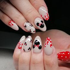 Disney Manicure, Minnie Nails, Mouse Nail Art, Cinderella Nails