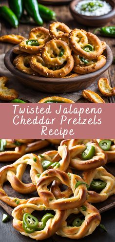 twisted jalapeno cheddar pretzels recipe on a wooden table