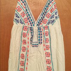 Size Large/Xl Embroidered Design Low Back Off White Color Halter Top Ties And Elastic Around Chest I’m 5’6 And It Hits The Floor Great Condition And Never Worn (Too Big) Casual Multicolor Embroidered V-neck Dress, Spring V-neck Maxi Dress With Multicolor Embroidery, Casual V-neck Maxi Dress With Floral Embroidery, Casual Embroidered Dress With Geometric Patterns For Vacation, Casual V-neck Dress With Multicolor Embroidery, Casual V-neck Embroidered Dress, Multicolor Embroidered Summer Maxi Dress, Summer Cotton Maxi Dress With Multicolor Embroidery, Summer V-neck Maxi Dress With Multicolor Embroidery