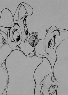 a drawing of lady and the tramp from disney's beauty and the beast