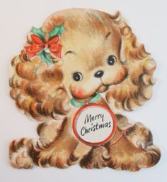 Merry Christmas Puppy Dog 1946 Vintage Greeting Card Hallmark 5X304-6 Cute Doggy | eBay Kitty And Puppy, Dog Spaniel, Images Noêl Vintages, Christmas Widgets, Puppy Christmas, Hallmark Greeting Cards, Vintage Christmas Images, Christmas Dogs, Hallmark Cards