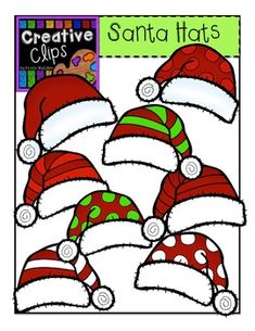 santa hats clipart for kids to color and cut out on the front of a card