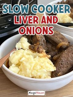 Slow Cooker Liver And Onions Amazing Slow Cooker Recipes, Soup Maker Recipes, Liver And Onions, How To Cook Liver, Liver Recipes, Uk Recipes, Savory Dinner, Slow Cooker Dinner, Easy Slow Cooker Recipes