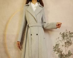 Winter Coat,wool Coat,designer Coat,princess Coat,long Full Length Wool Jacket Plus Size Winter Coat Dress Coat Plus Size Clothing - Etsy Long Wool Coat For Office, Elegant Gray Wool Coat For Office, Formal Long Wool Coat For Fall, Long Wool Coat For Spring Formal Occasion, Long Wool Coat For Office In Winter, Elegant Long Wool Coat For Spring, Elegant Gray Wool Coat For Formal Occasions, Elegant Gray Double-breasted Wool Coat, Elegant Long Winter Outerwear