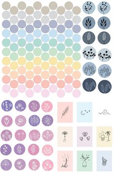 the color scheme for this project shows different colors and shapes, including circles with flowers on them