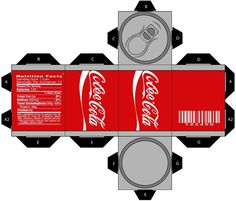 an open coca cola can box with the label on it's front and side