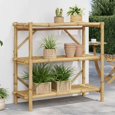 This storage shelf is an excellent choice for both residential and commercial storage, providing plenty of space to keep all items neatly organized. Durable material: Bamboo is known for its flexibility and hardness. Bamboo furniture is a good option when you want sturdy furniture made from natural materials. Ventilated: This shelf with a slat design can allow water flow, which is not easy to rot and has a long service life. Strong load capacity: Thanks to the thick material and supporting desig Bamboo Shelf, Bamboo Furniture, Wood Board, Quality Furniture, Open Shelving, Outdoor Storage, Furniture Making, Storage Shelves, Natural Materials