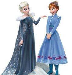 two frozen princesses standing next to each other