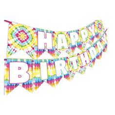 tie dye happy birthday bunting banner