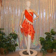 Orange Latin-rhythm dress created on a nude illusion base of luxurious orange solid slinky with orange tropical print chiffon skirting is embellished with orange & bronze Swarovski rhinestone work & hand beading. Rhythm Dress, Latin Dress, Nude Color, Print Chiffon, Tropical Print, Hand Beading, Red Formal Dress, New Dress, Chiffon