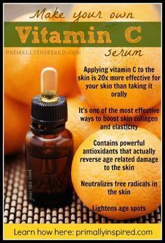 Learn how to make an easy DIY Vitamin C Serum to reduce hyperpigmentation, brighten skin tone and encourage the production of collagen! Homemade Vitamin C Serum, Diy Vitamin C Serum, Serum Vitamin C, Oil Cleansing, Skin Collagen, Vit C, Anti Aging Face, Vitamin C Serum