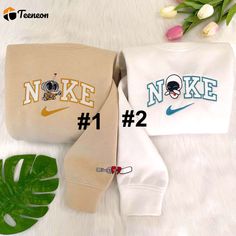 Wall E And EVE Disney Nike Embroidered Sweatshirts Nike Disney Sweatshirt Couple, Pull Nike, Walle Y Eva, Gif Couple, Disney Nike, Wall E And Eve, Couples Disney, Preppy Essentials, Product Wall