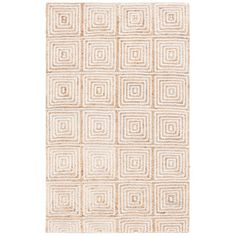 a white rug with squares on it