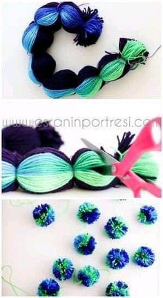 the process for making yarn pom poms