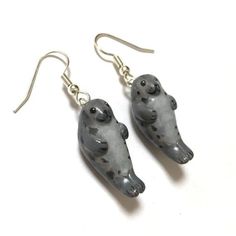 Seal Earrings, Sea Creature Jewelry, Lesbian Earrings, Grey Seal, Harbor Seal, The Bling Ring, Seal Ring, Seal Gifts, Quirky Earrings