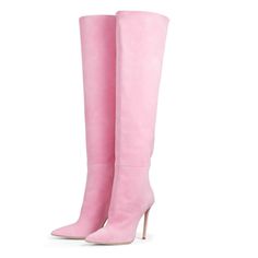 As low as $53.00 Pink Knee High Boots, High Heels Pink, Knee High Stiletto Boots, Demonia Boots, Light Aesthetic, Printed Casual Dresses, Pinterest Ideas, Pink Boots, Stiletto Boots