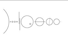 a line drawing of an object with four circles in the middle and one circle at the end