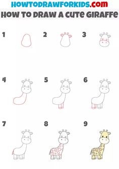 how to draw a cute giraffe step by step instructions for kids and adults