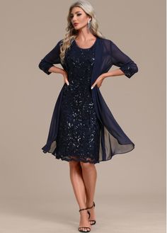 Color:Navy;Size:S;Size:M;Size:L;Size:XL;Size:XXL;Package Contents:1 X Dress;Occasion:Work;Style:Elegant; Womens Sequin Dresses, Chiffon Coat, Plus Size Sequin Dresses, Dress And Cardigan, Sequin Dress Party, 파티 드레스, Work Dresses For Women, Groom Dresses, Sequin Midi Dress