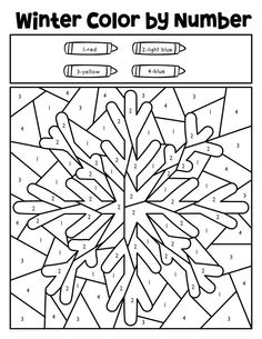 the color by number snowflake worksheet for kids to learn how to draw and