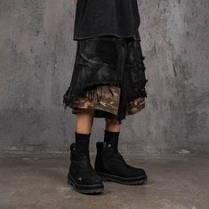 Embrace the perfect fusion of avant-garde post-apocalyptic vibes and craftsmanship with our Double-Layered Ripped Camo Shorts in Black. These shorts feature a unique double-layered design that adds depth and dimension to your look. The inner layer showcases a bold camo print, while the outer layer is treated with a washed and distressed finish, complete with ripped edges for a rugged aesthetic. The double-layered waistband adds a sense of hierarchy to the shorts, enhancing their visual appeal. C Rugged Aesthetic, Camo Shorts, Layered Design, Black Camo, Edgy Look, Post Apocalyptic, Camo Print, Shorts Black, Accessories Branding