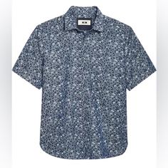 New With Tags! Size Medium. Joseph Abboud Modern Fit Linen Short Sleeve Sport Shirt Navy Floral. Minimal Stretch To The Shirt Classic Blue Printed Tops, Blue Fitted Cotton Short Sleeve Shirt, Fitted Blue Cotton Short Sleeve Shirt, Navy Cotton Casual Short Sleeve Shirt, Classic Printed Tops For Summer, Blue Cotton Short Sleeve Shirt With Floral Print, Classic Floral Print Tops For Summer, Navy Cotton Shirt For Spring, Navy Casual Shirt For Spring