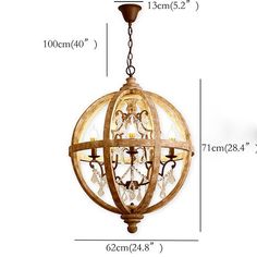 an image of a chandelier hanging from the ceiling with measurements for each light