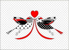 an image of a heart and two wings on a white background with polka dotes