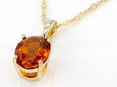 2.13ct Oval Madeira Citrine With 0.05ctw Round Yellow Diamond Accent 18K Yellow Gold Over Sterling Silver Pendant With 18" Singapore Chain. Measures Approximately 0.78"L X 0.31"W. 2mm Bail. Lobster Claw Clasp With 2" Extender Orange Round Jewelry With Brilliant Cut, Orange Brilliant Cut Jewelry For Gift, Jtv Jewelry, Citrine Gemstone, Yellow Diamond, Cultured Pearls, Sterling Silver Pendant, Gemstone Colors, Lobster Claw