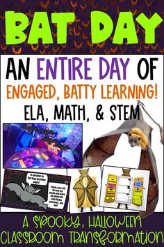 🦇 A 2nd Grade Classroom Transformation with an ENTIRE DAY of ELA, Math, and STEM activities! 🦇 This product includes: 🦇 Bat Day How To Directions (with classroom transformation suggestions) 🦇 Bat Day Slideshow (simply play and follow along!) [2 versions included: with narration and without narration] 🦇 63 pages of common-core based ELA, Math, & STEM activities (plus answer keys) Make this Halloween the "best day of school EVER!" 😍 Halloween 2nd Grade, October Worksheets, Math Stem Activities, Fall Themed Activities, October Classroom, October School, Spiders Halloween, Beginning Of Kindergarten, October Activities