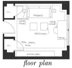 the floor plan for a living room with furniture and other things to see in it