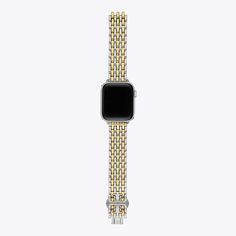 Made exclusively for your Apple Watch®, the Eleanor band features two-tone stainless steel and Double T lugs. Designed to sit comfortably on your wrist, it is perfect for everyday wear. To attach, push the quick-release button on the back of the watch to slide out and replace the existing band. Nice Apple Watch Bands, December Goals, Matchstick Earrings, Apple Watch Bands Women, Womens Designer Watches, Ella Tote, Watch Women's, Designer Watches, Silicone Watch Band