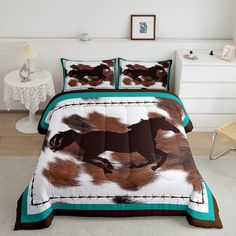 PRICES MAY VARY. ✿✿ UNIQUE DESIGNS: We use the latest 3D printing technology to create truly exquisite designs for our comforters. Whether you’re looking for sleek minimalistic geometric shapes, vividly colored dream catchers, or animal inspired designs, you are guaranteed to find a unique bedding set! ✿✿ RANGE OF SIZES:Four sizes to meet any of your requirements.Twin Size (1x Comforter: 68"x90";1x Pillow Sham:20"*30"), Full Size (1xComforter 79"*90"; 2xPillow Shams 20"*30" ),Queen Size (1xComfo Bedroom Decor Retro, Brown Duvet, Horse Bedding, Cowhide Print, Retro Farmhouse, Girls Bedroom Decor, Print Comforter, Comforter Cover, Comforter Set