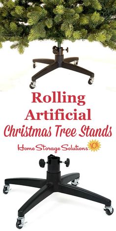 A fully assembled artificial Christmas tree is quite heavy. Do your back a favor and get rolling artificial Christmas tree stands and you'll thank yourself every single year from now on {on Home Storage Solutions 101} #ChristmasStorage #HolidayStorage #ChristmasTreeStorage Artificial Christmas Tree Stand Diy, Tree Stand Diy, Christmas Tree Stand Diy, Artificial Christmas Tree Stand, Christmas Tree Stands, Christmas Tree Base, Fake Christmas Trees, Holiday Storage