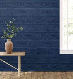 Stacks Peel-and-Stick Wallpaper in Denim Blue by Stacy Garcia for NextWall Temporary Wallpaper, Wallpaper Rolls, Wallpaper Collection, Modern Farmhouse Decor, Burke Decor, Interior Trend, Self Adhesive Wallpaper, Blue Wallpapers, Wallpaper Roll